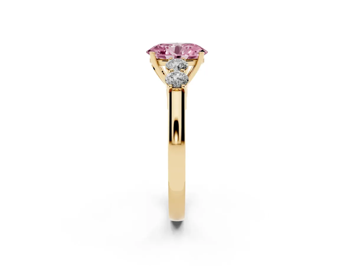 Fancy Pink Oval Cut Cut Diamond Five-Stone Prong Set White Gold Ring Yellow gold