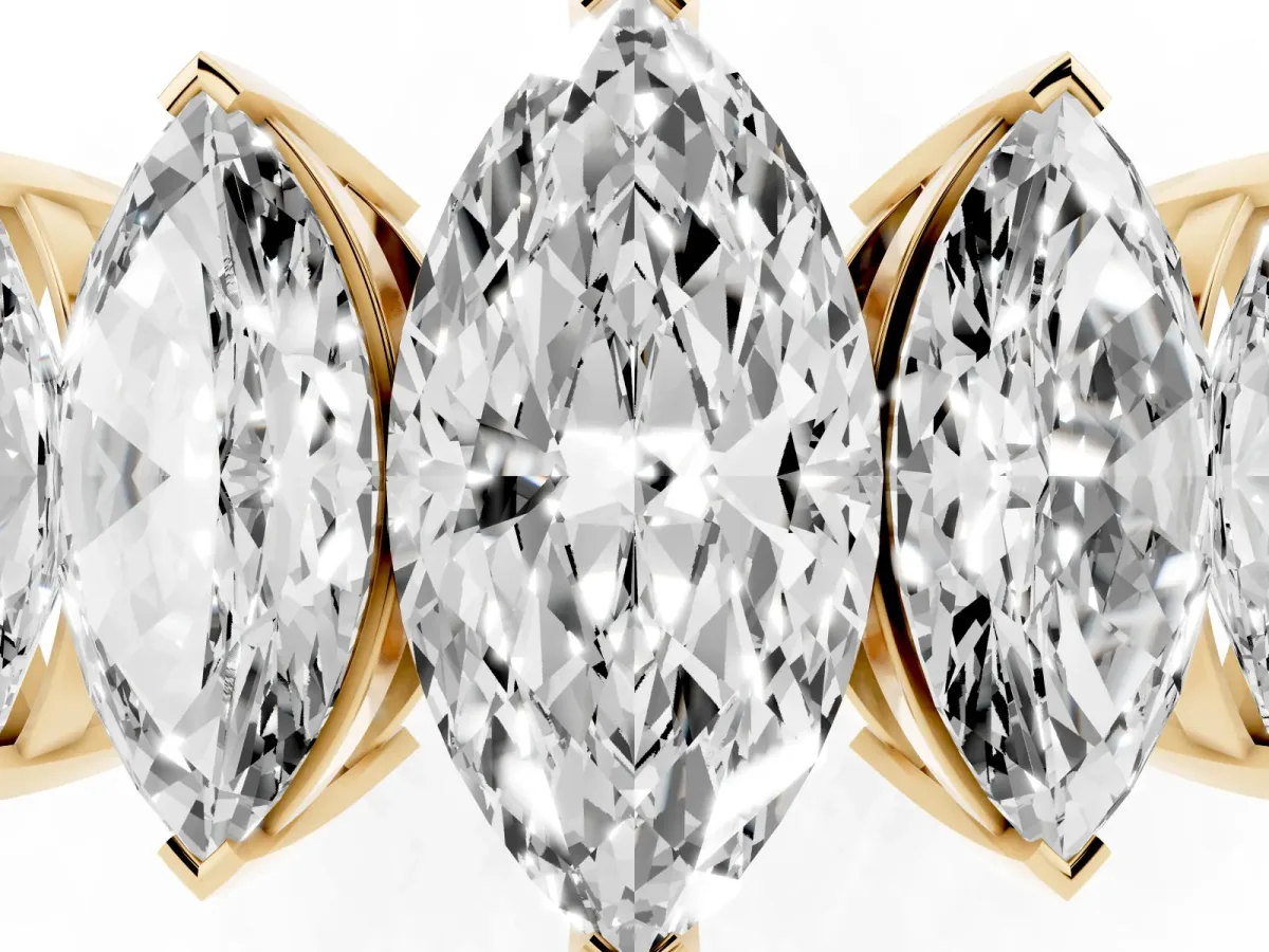 Five-Stone Marquise Diamond Prong Set Band Yellow gold