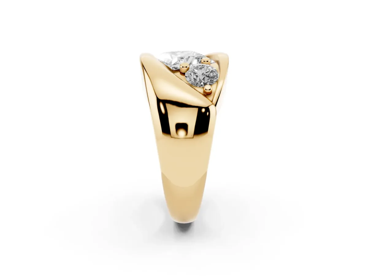 Channel Set Princess Cut Diamond Crossover Band Yellow gold