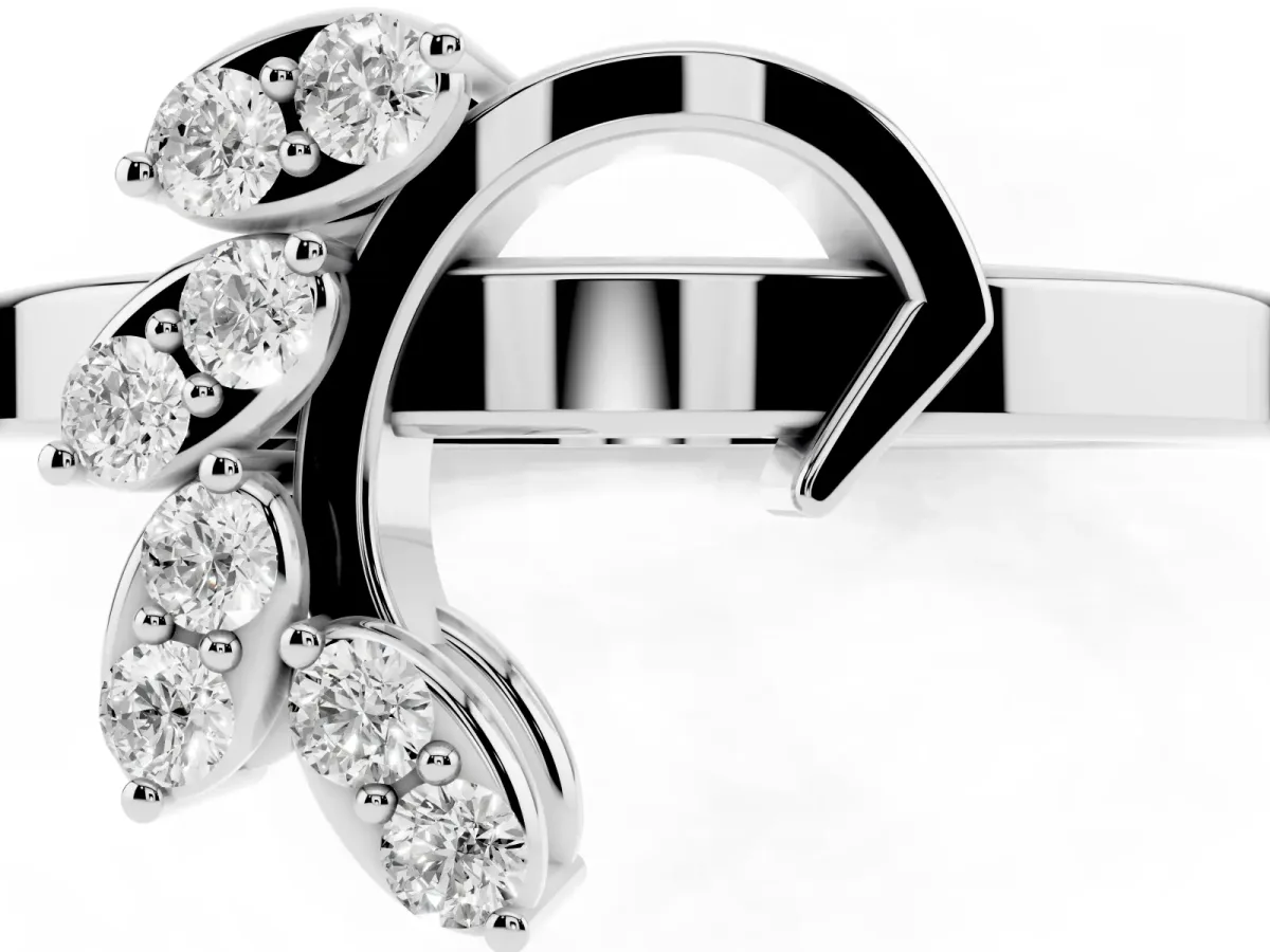 Marquise Diamond Cluster Bypass Ring with Prong Setting White gold