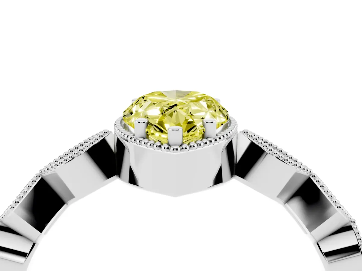 Fancy Yellow Pear Cut Milgrain Marquise Diamond Twist Band Ring Silver