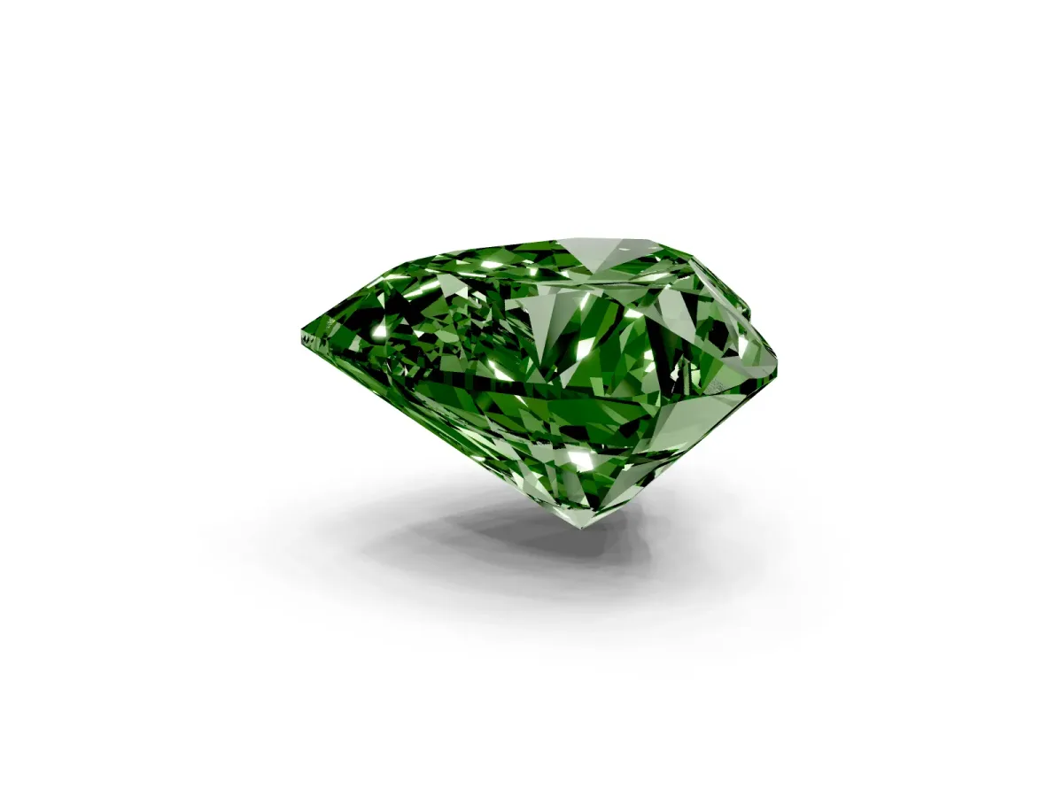Fancy Green Heart Cut Diamond Ring with Marquise Side Stones and Prong Setting Platinum