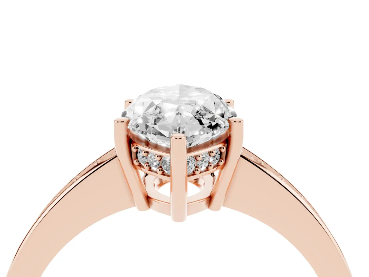 Marquise Cut Solitaire Pavé Band Prong Setting Ring Rose gold