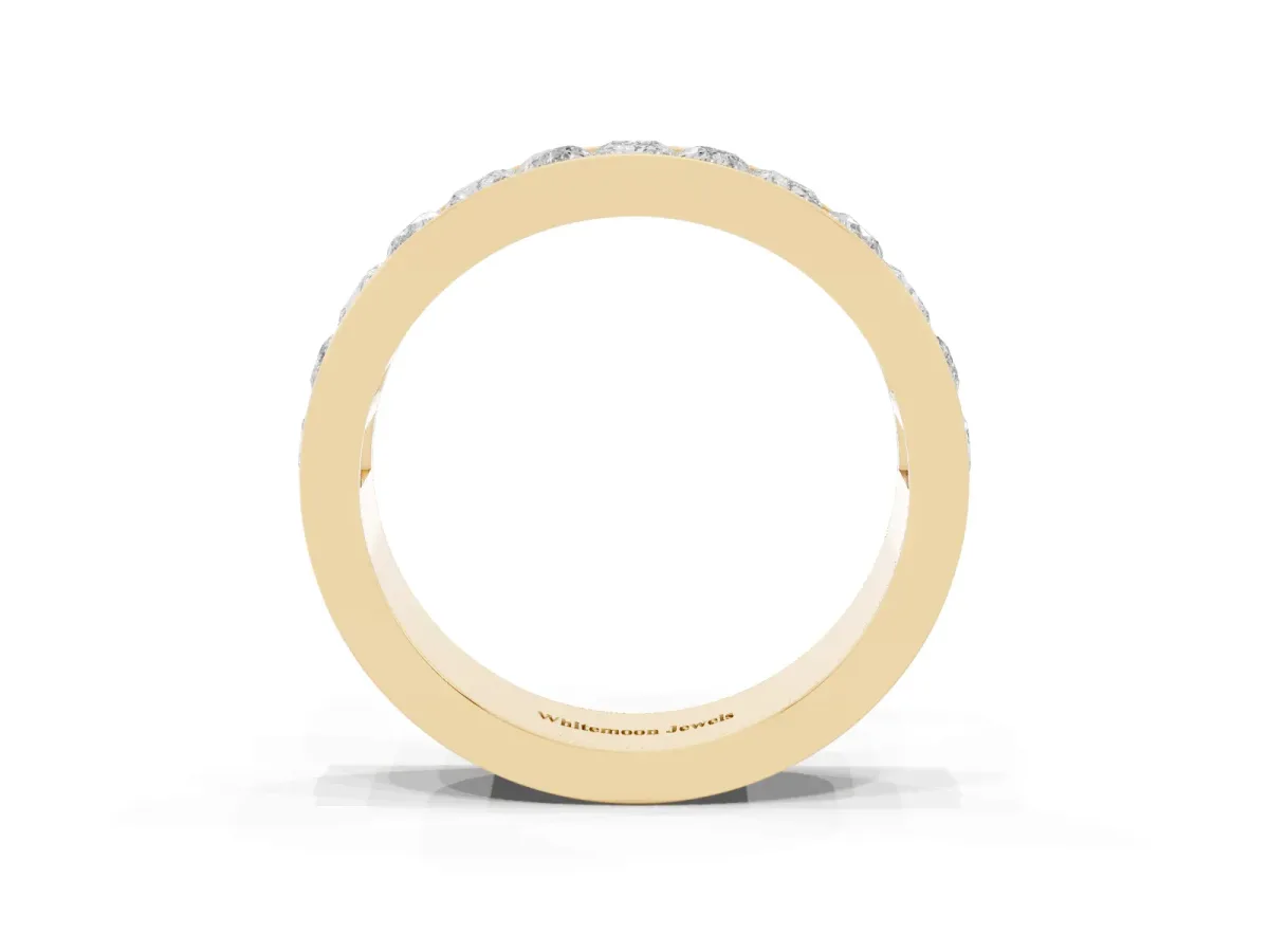 Princess Diamond Channel Set Promise Ring with Round Diamond Accents Yellow gold