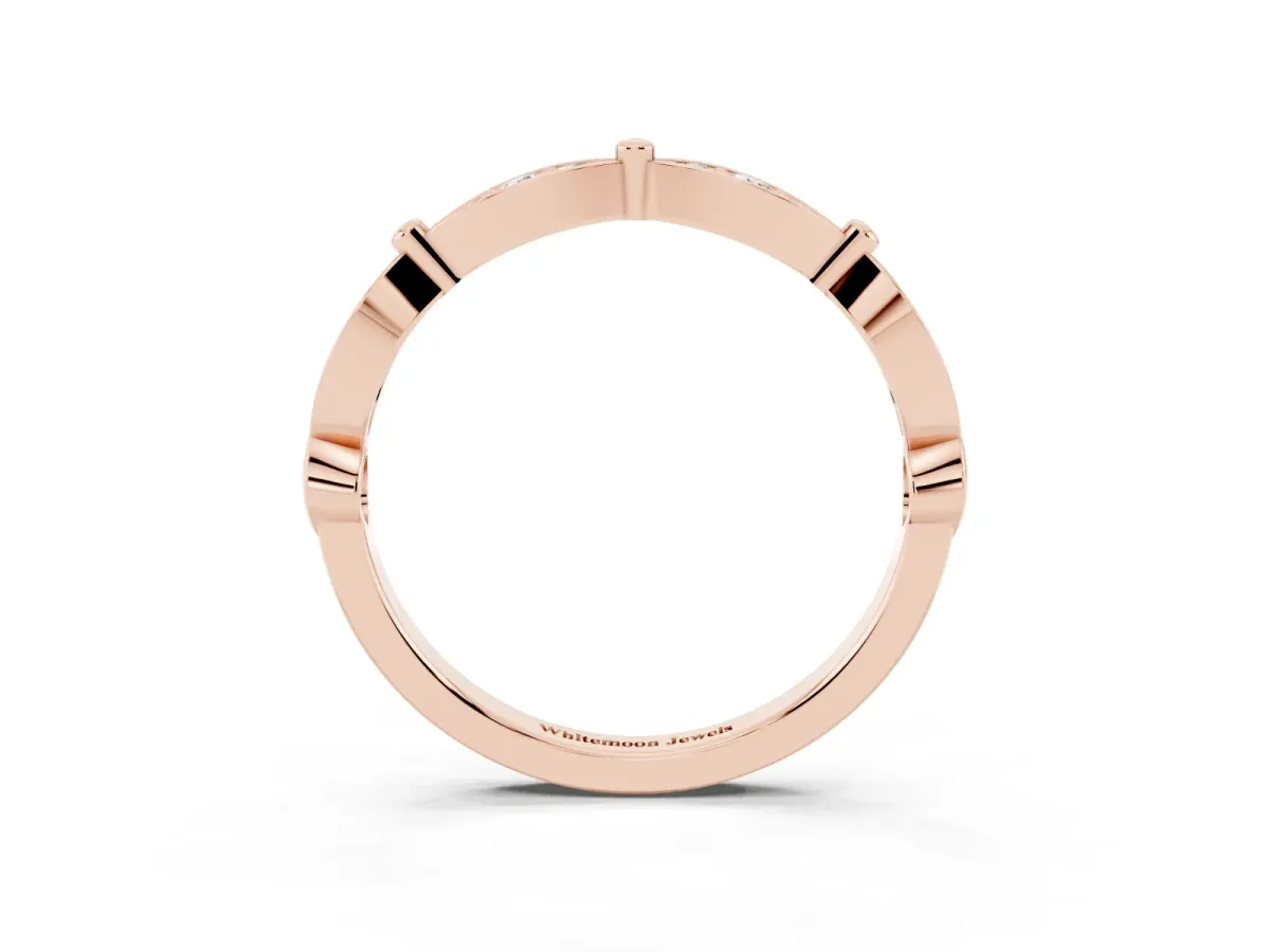 Marquise Diamond Pavé Eternity Band with Bezel Setting Rose gold