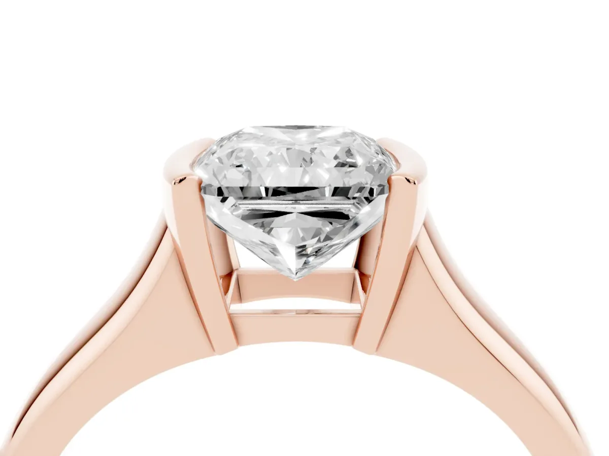 Radiant Cut Solitaire Tension Set Diamond Ring with Split Shank Band Rose gold