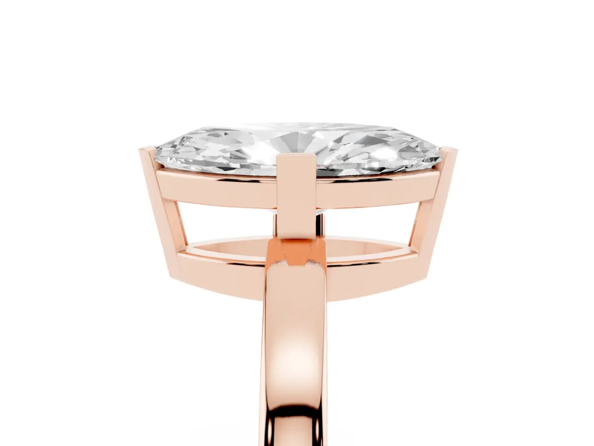 Marquise Cut Cut Solitaire Ring with Four-Prong Setting and Classic Band Rose gold