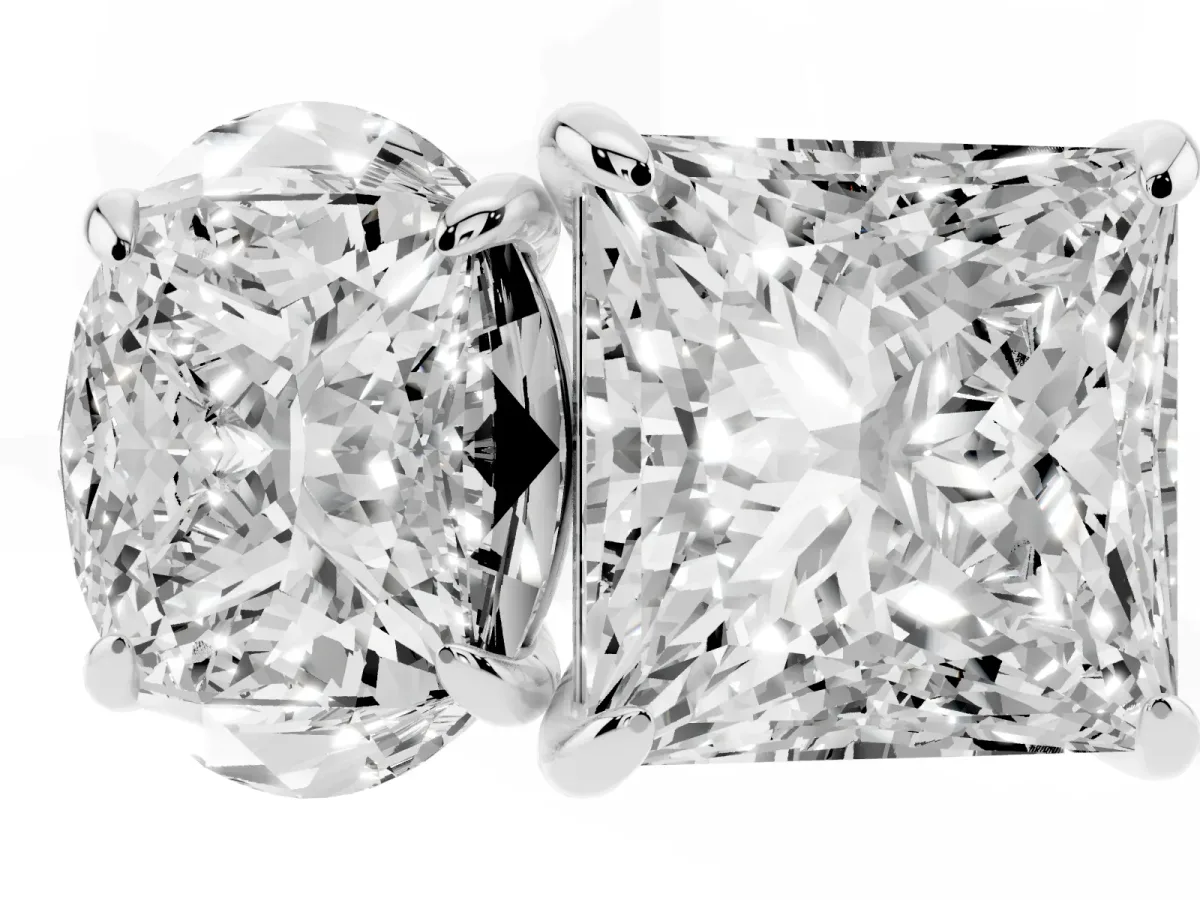 Oval and Princess Toi Moi Ring with Prong Setting and Micro Pave Band Platinum