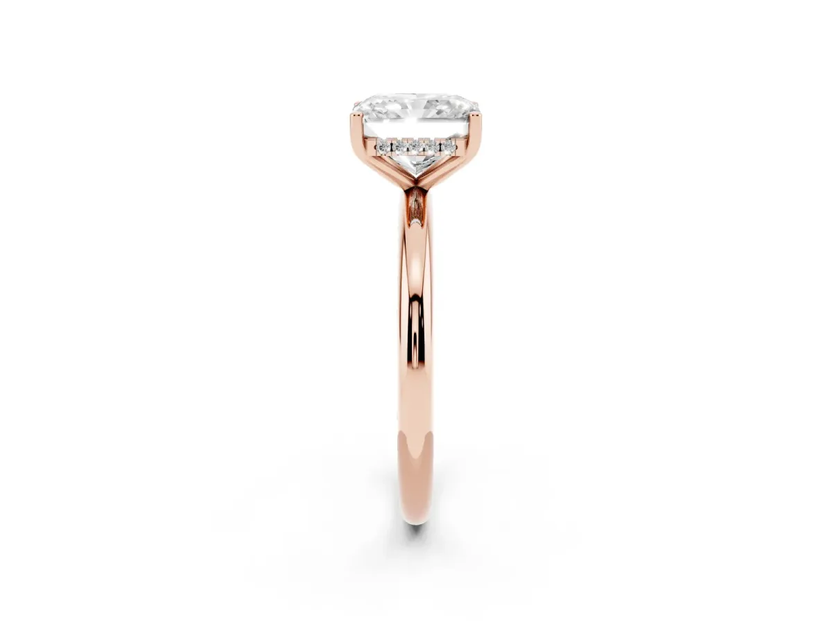 Radiant Cut Cut Solitaire Engagement Ring with Four-Prong Setting and Classic Band Rose gold