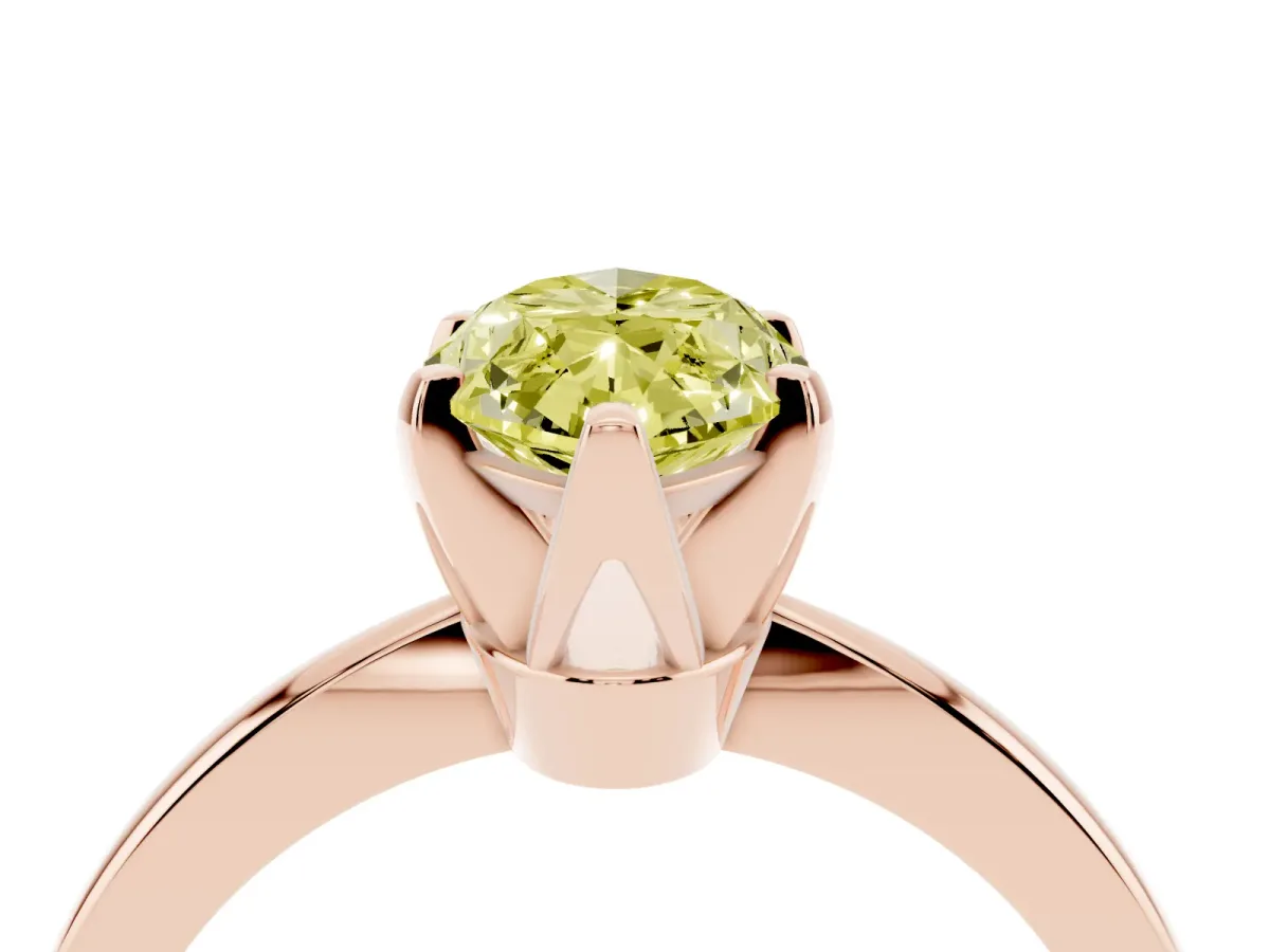 Fancy Yellow Marquise Cut Solitaire Engagement Ring with Six-Prong Setting and Tapered Band Rose gold
