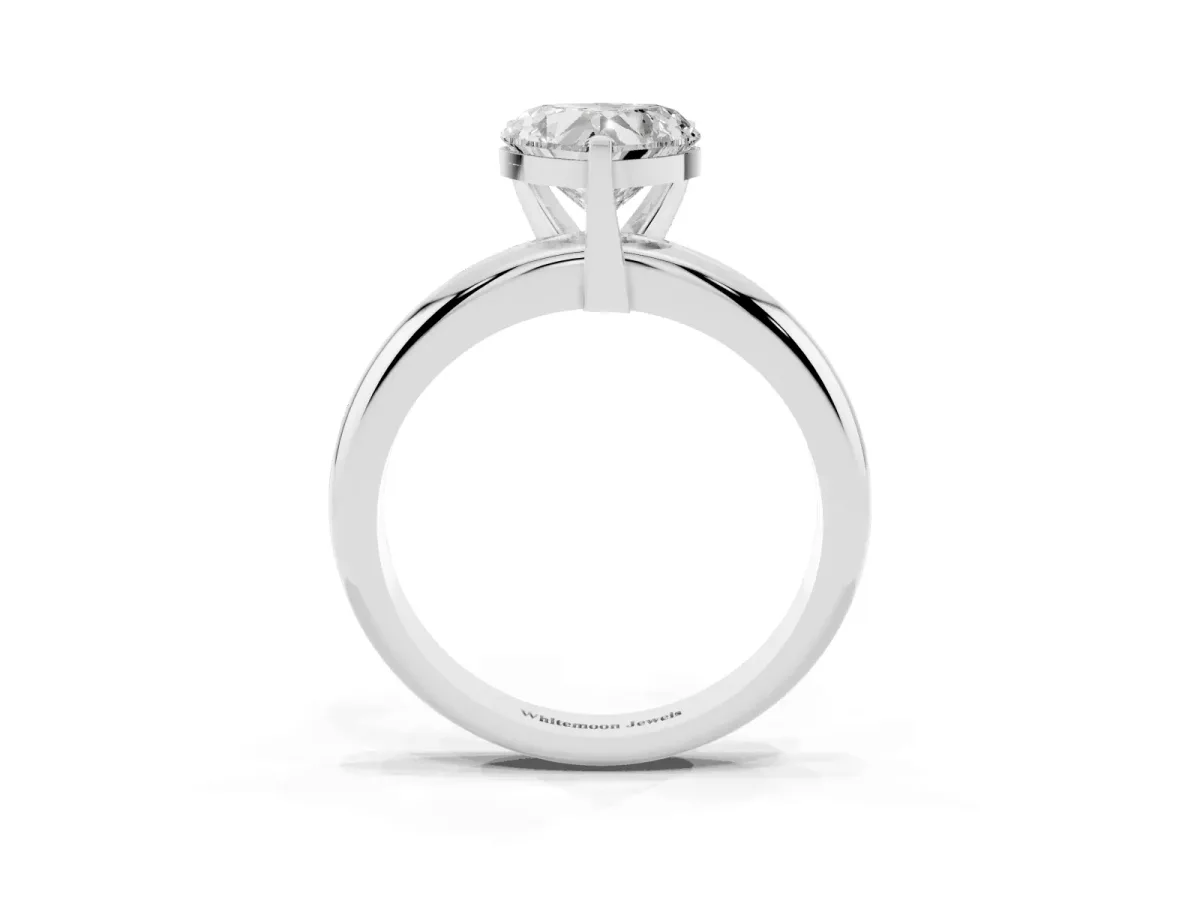 Heart Cut Diamond Solitaire Engagement Ring with Round Band and Four-Prong Setting Platinum