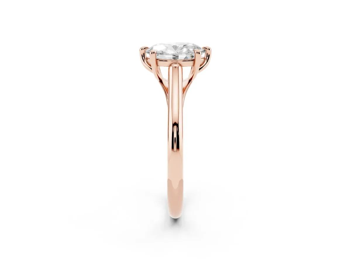 Oval Cut Solitaire Engagement Ring with Six-Prong Setting and Classic Band Rose gold