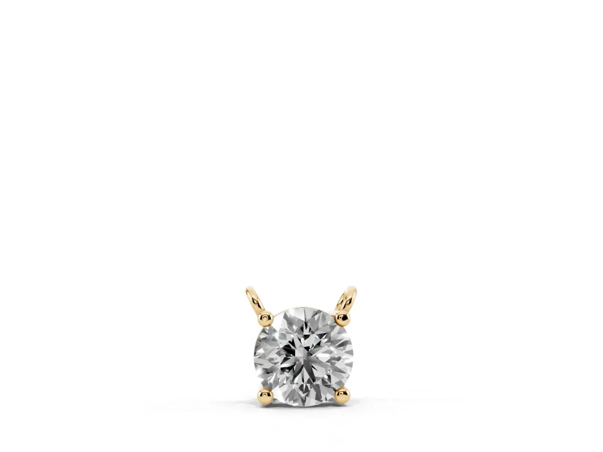Round Solitaire Pendant with Four-Prong Basket Setting Yellow gold
