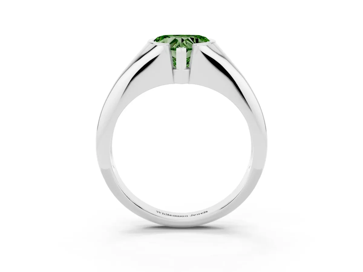 Fancy Green Heart Cut Solitaire Tension Set Diamond Ring Platinum