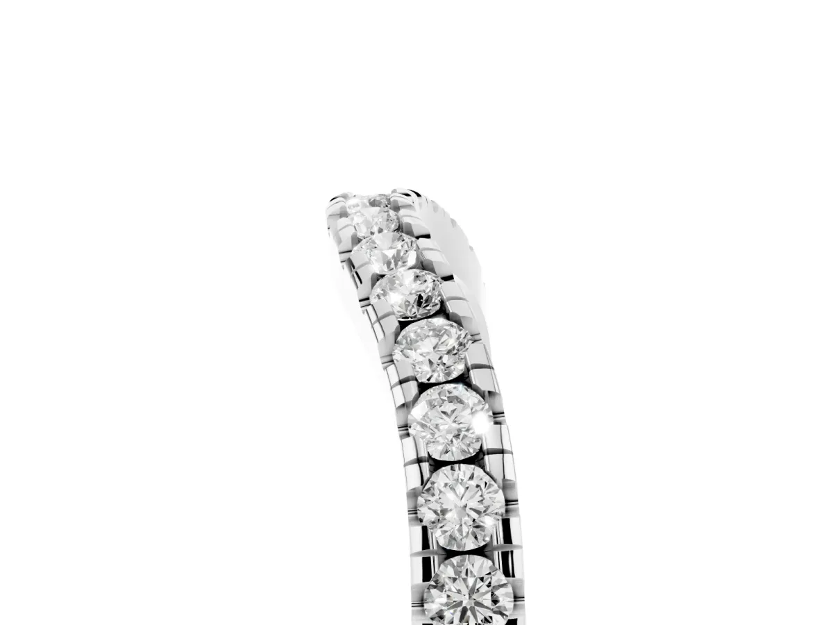 Diamond Pavé Curved Wedding Band Silver