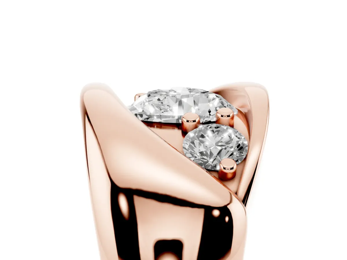 Channel Set Heart Cut Diamond Crossover Band Rose gold