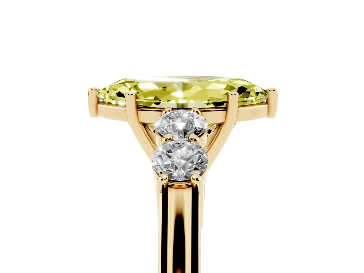 Fancy Yellow Marquise Cut Cut Diamond Five-Stone Prong Set White Gold Ring Yellow gold