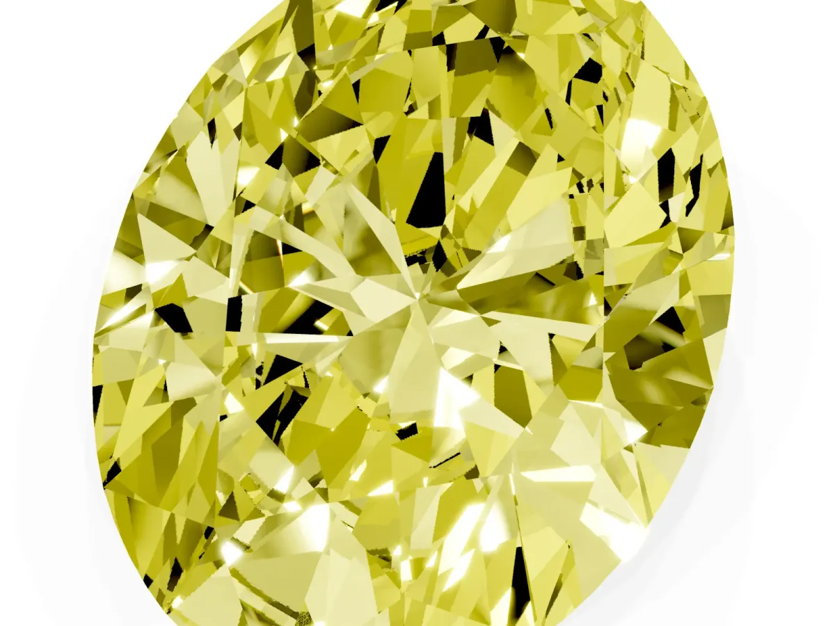 Fancy Yellow Oval Cut Diamond Solitaire Ring with Prong Setting and Pavé Band Silver