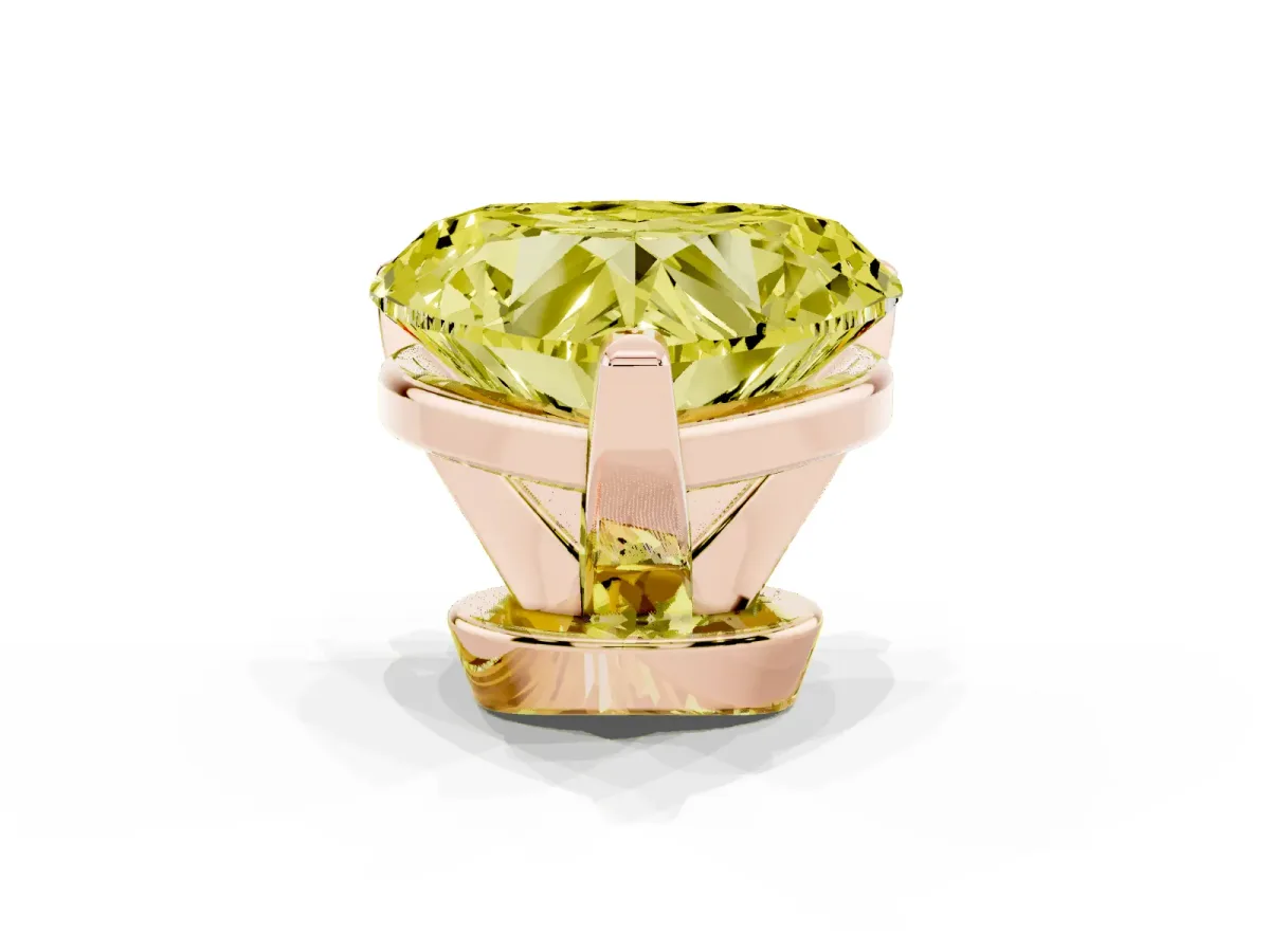 Fancy Yellow Heart Cut Diamond Solitaire Ring with Prong Setting and Classic Band Rose gold