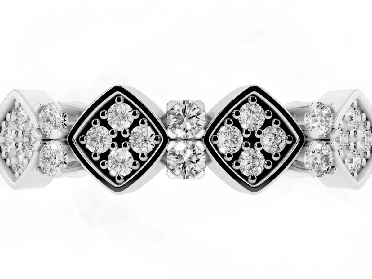 Pavé Cushion Diamond Cluster Eternity Band with Prong Setting Platinum