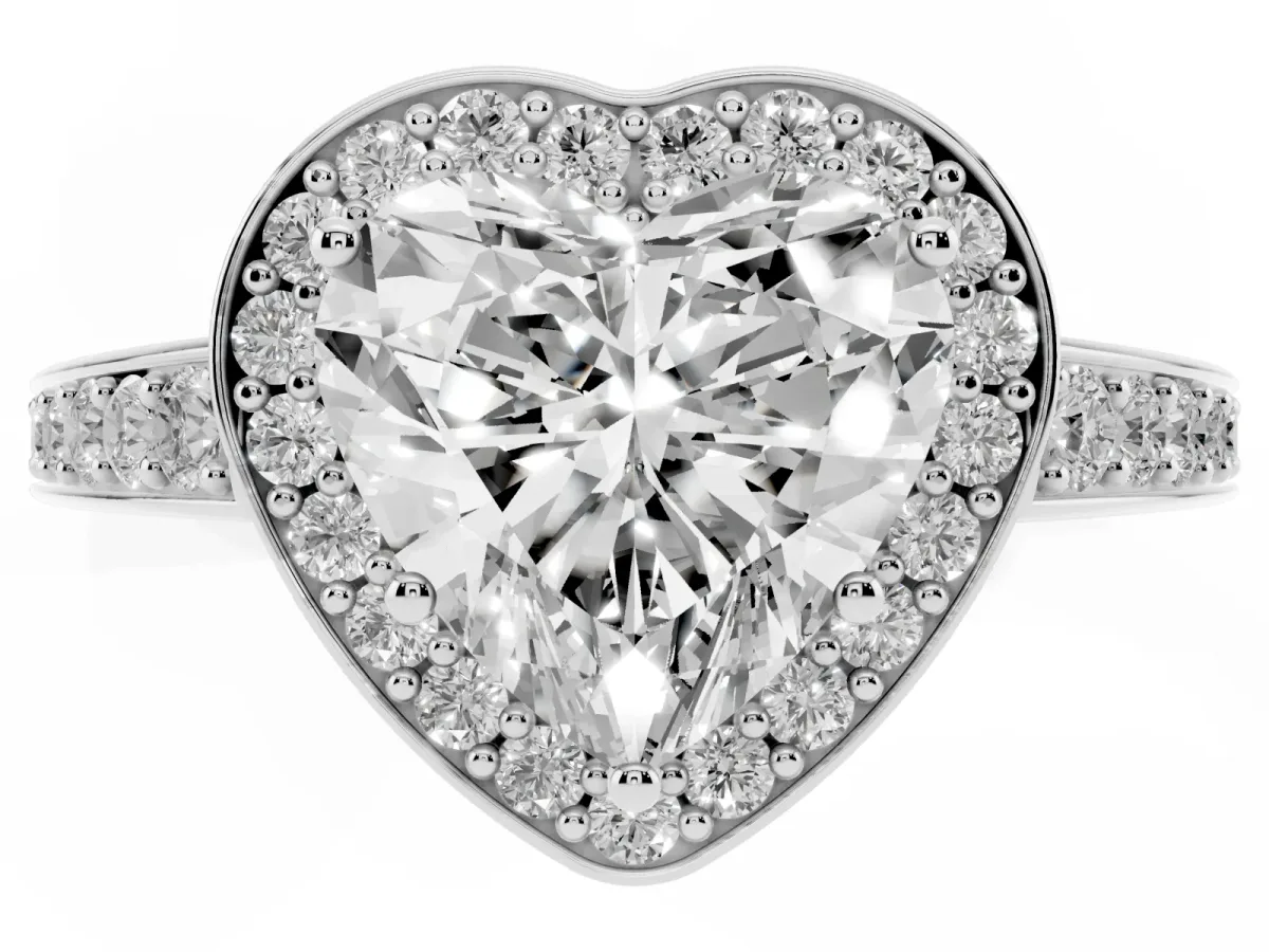 Heart Cut Halo Pavé Diamond Engagement Ring with Bezel Setting Platinum