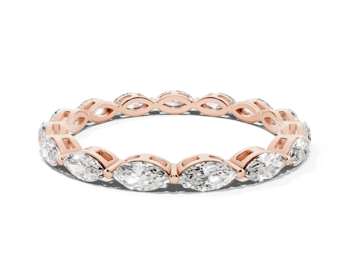 Marquise Diamond Eternity Band with U-Prong Setting Rose gold