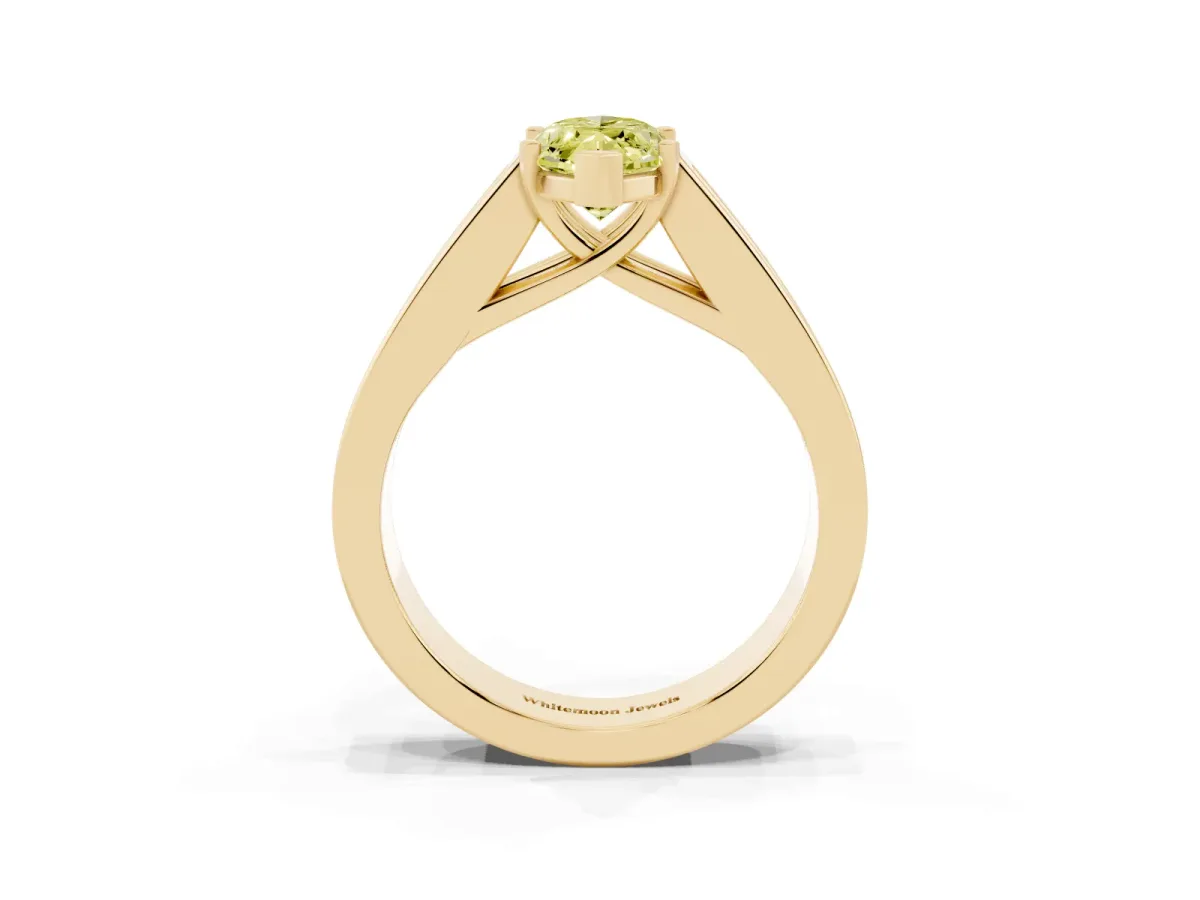 Fancy Yellow Marquise Cut Cut Channel Set Solitaire Ring with Four-Prong Setting Yellow gold