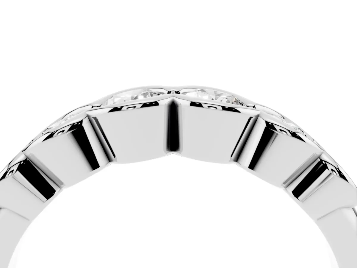 Round Diamond Scalloped Bezel Set Eternity Band Platinum