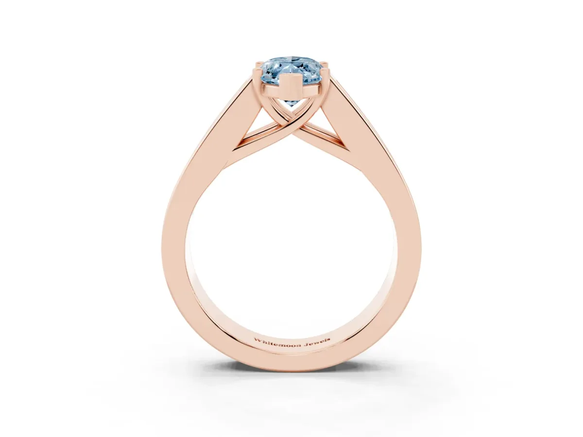 Fancy Blue Marquise Cut Cut Channel Set Solitaire Ring with Four-Prong Setting Rose gold