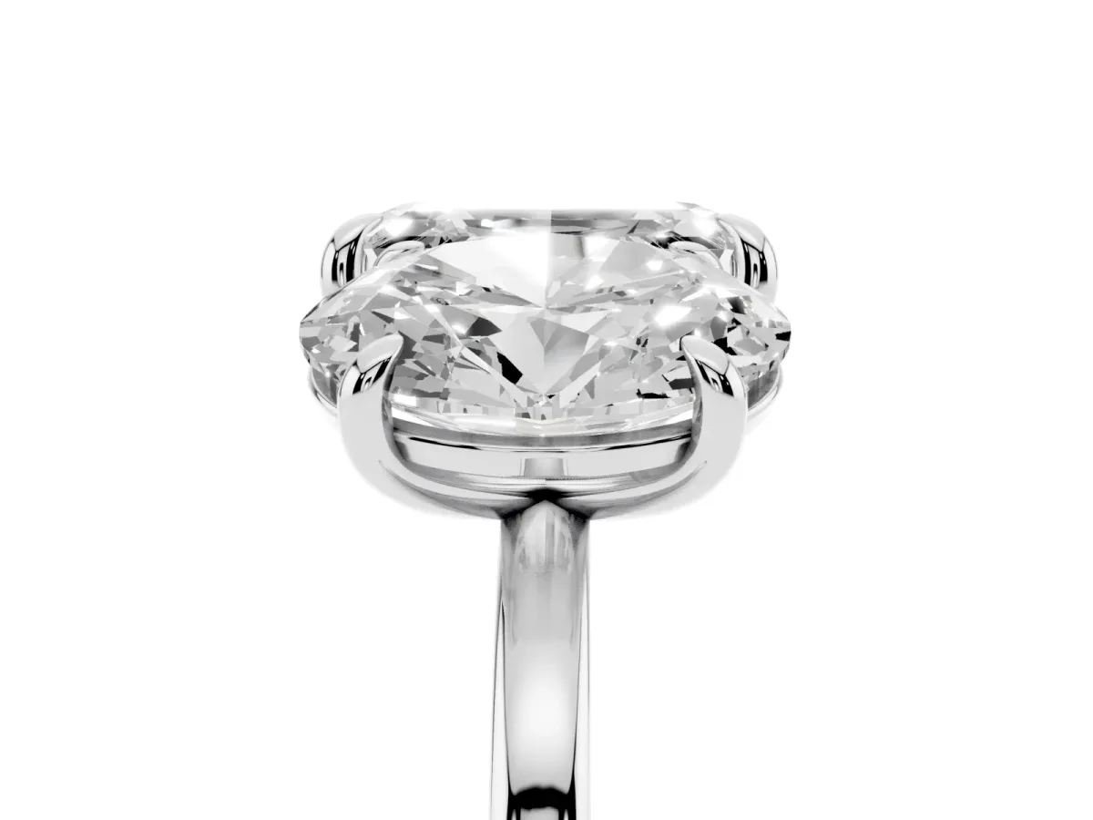 Oval and Emerald Toi Moi Ring with Prong Setting and Plain Band Platinum
