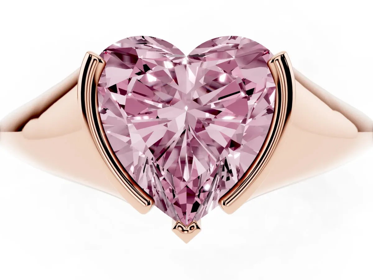 Fancy Pink Heart Cut Solitaire Tension Set Diamond Ring Rose gold