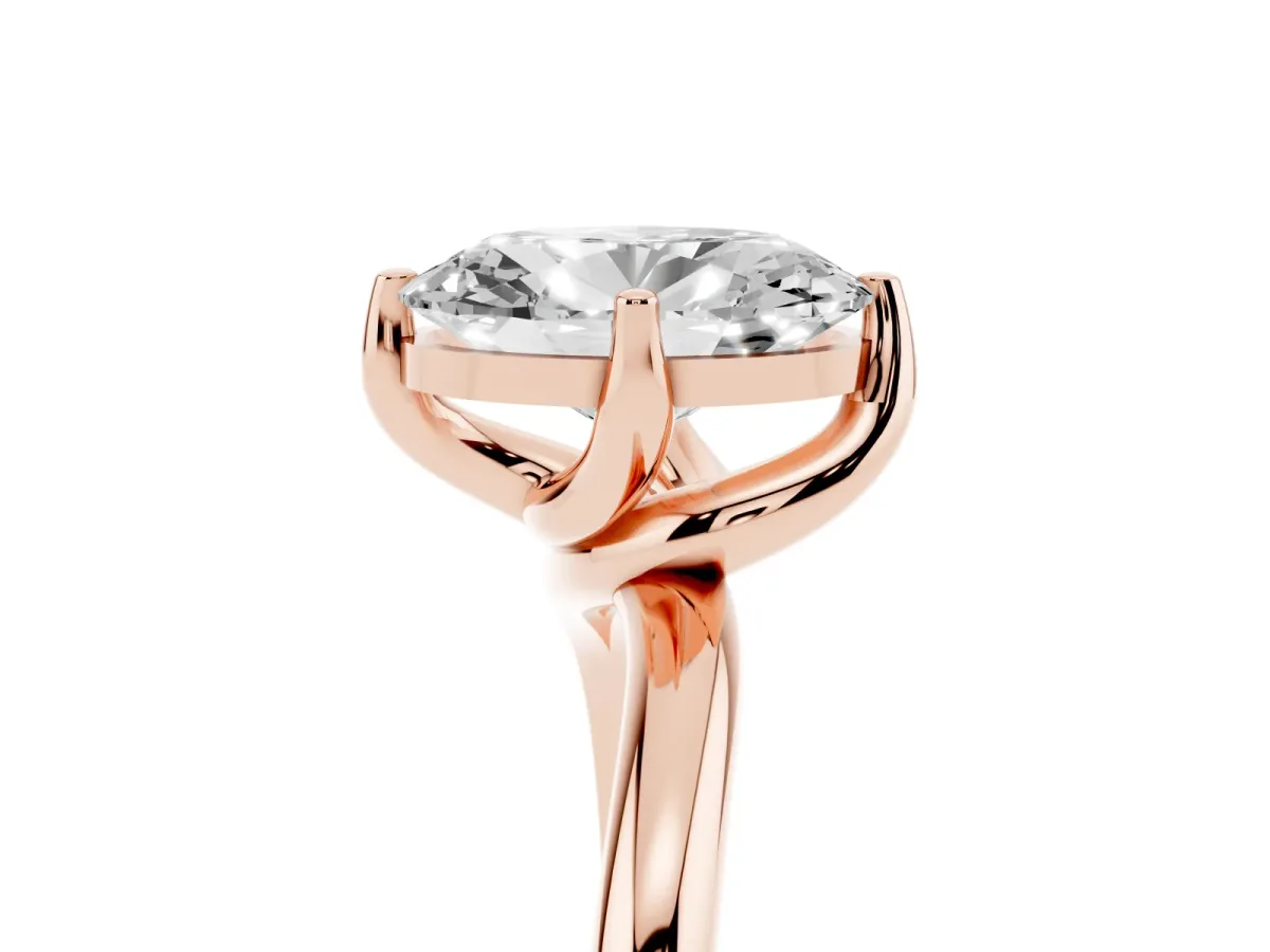 Oval Cut Diamond Solitaire Engagement Ring with Four-Prong Setting and Classic Band Rose gold