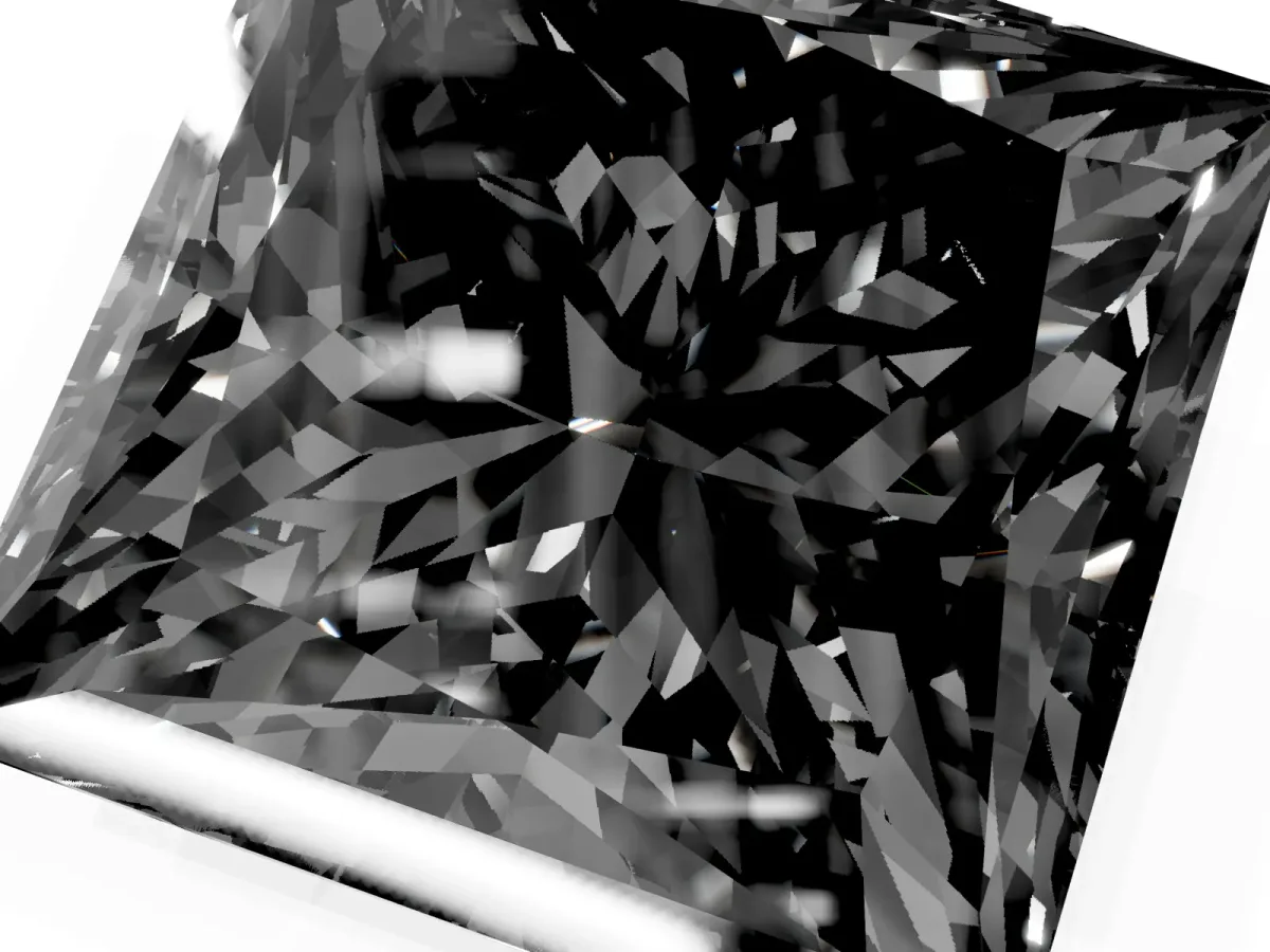 Fancy Black Princess Cut Halo Diamond Ring with Milgrain and Bezel Accents on a Split Shank Band Platinum