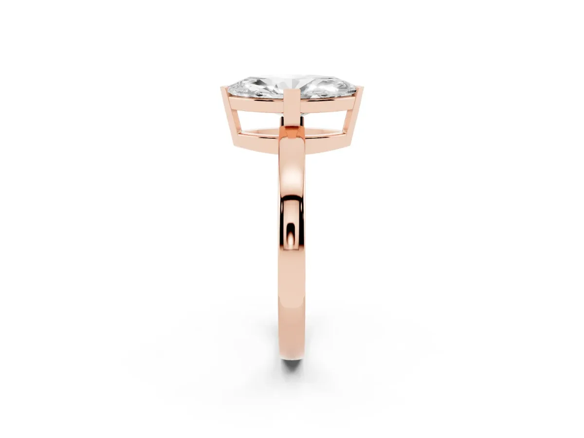 Marquise Cut Cut Solitaire Ring with Four-Prong Setting and Classic Band Rose gold