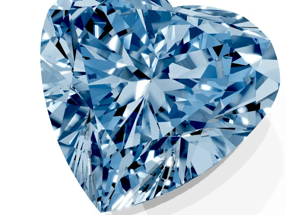 Fancy Blue Heart Cut Cut Double Halo Diamond Engagement Ring with Pave Band and Four-Prong Setting Yellow gold