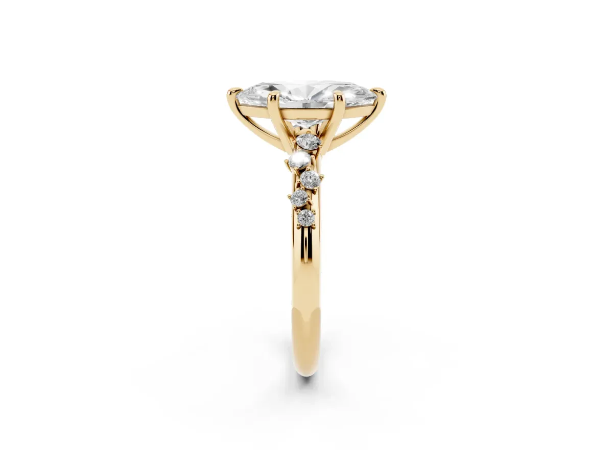 Marquise Cut Cut Diamond Vine Band with Four-Prong Setting Yellow gold