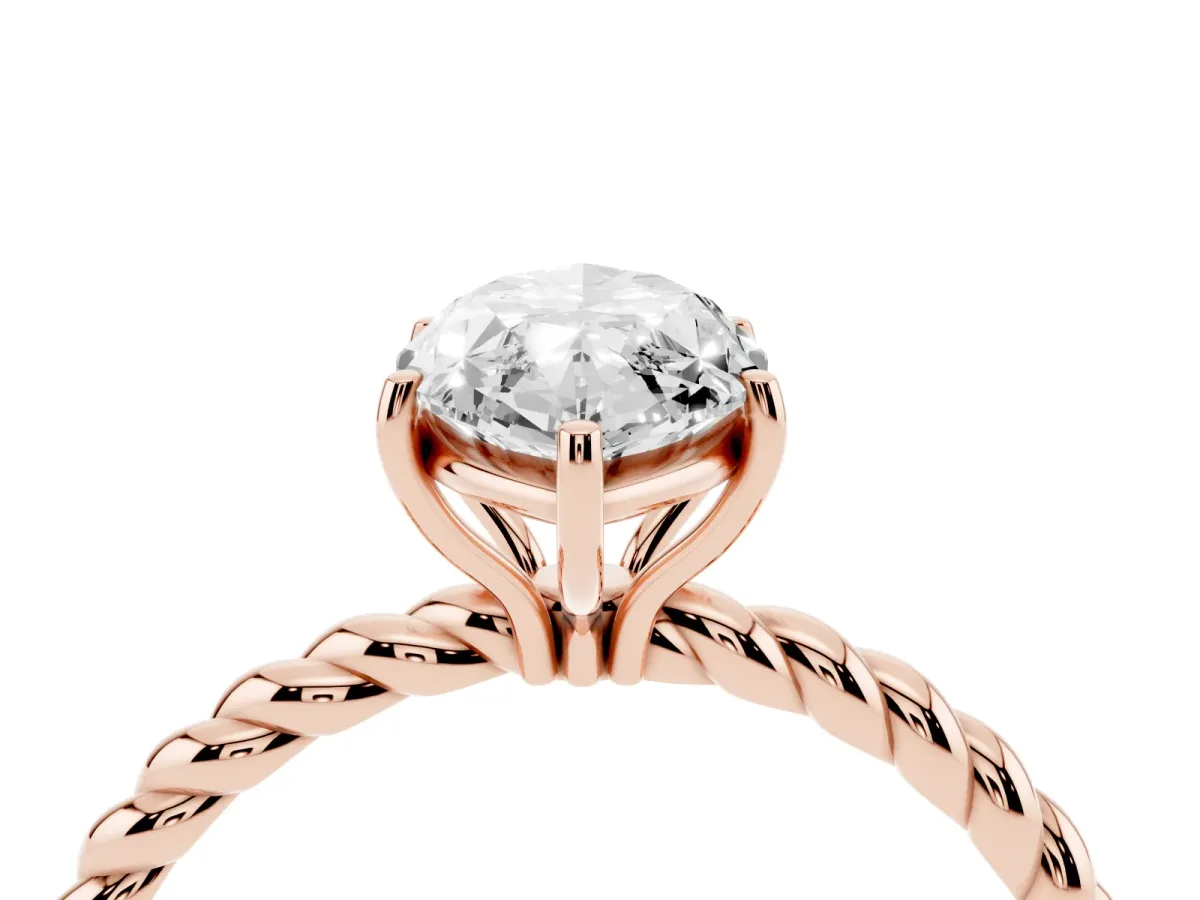 Marquise Cut Solitaire Twisted Band 4-Prong Ring Rose gold