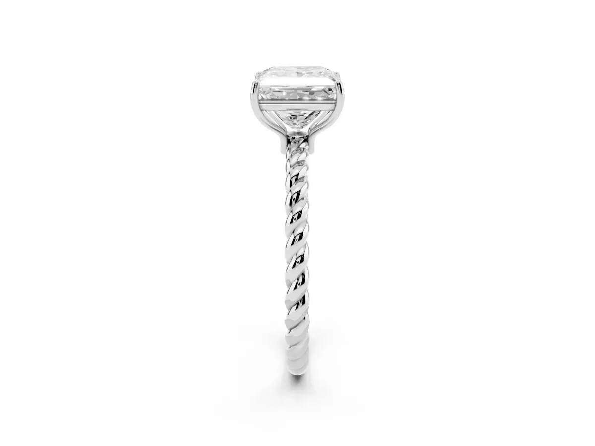 Princess Cut Solitaire Twisted Band 4-Prong Ring Platinum