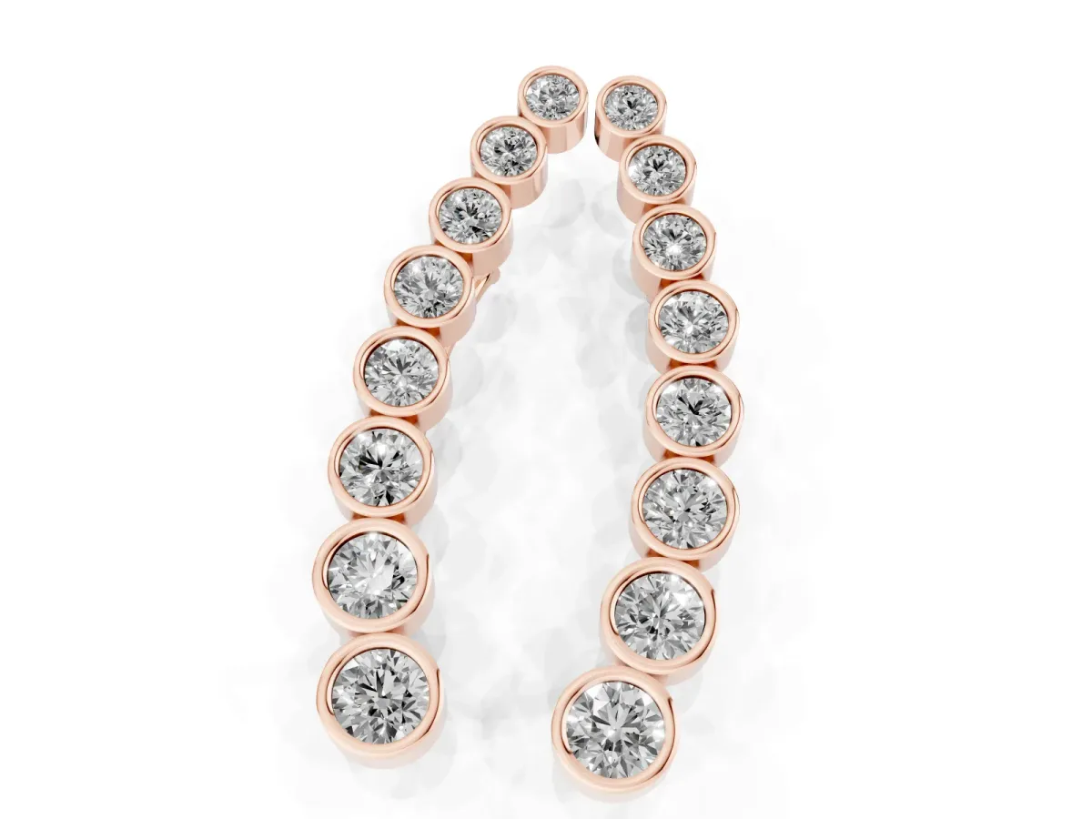 Bezel-Set Round Diamond Climber Earrings Rose gold