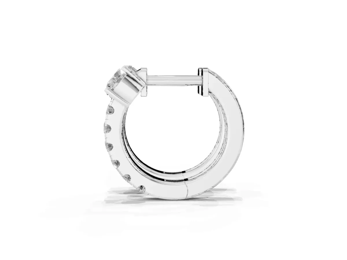 Round Diamond Taylor Huggie Hoop Earrings Silver