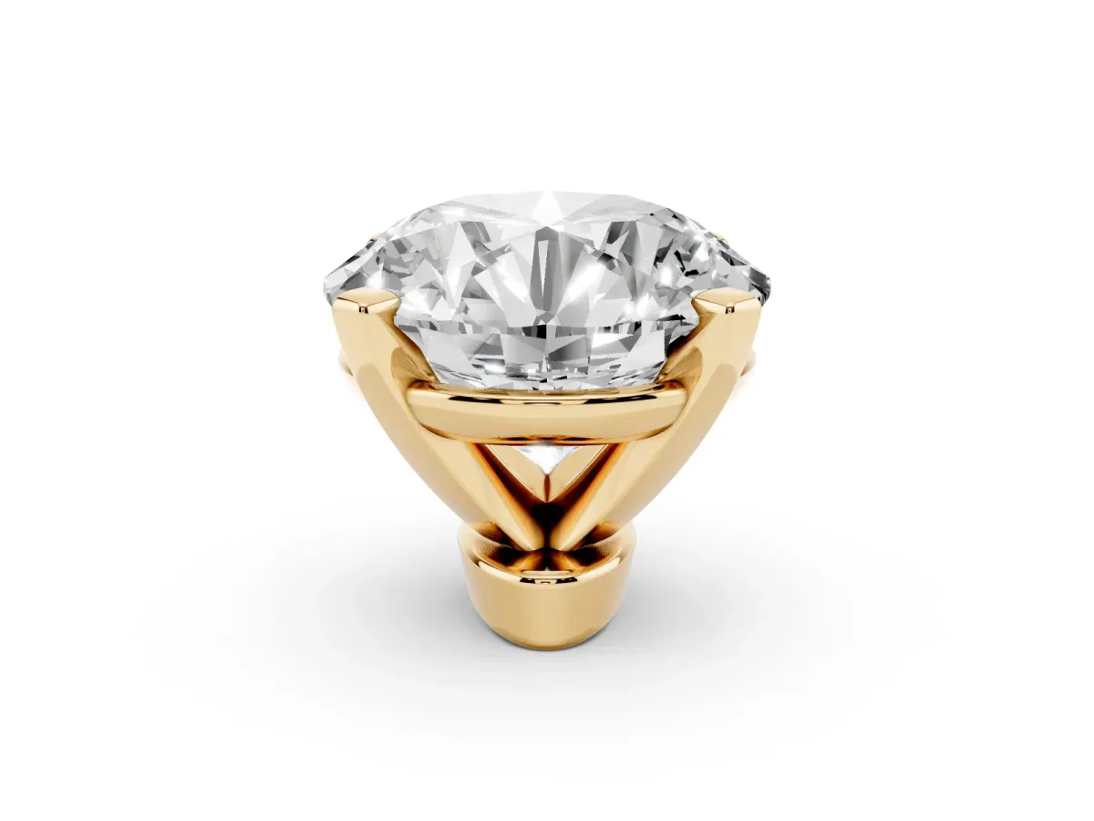Round Cut Diamond Solitaire Ring with Prong Setting and Classic Band Yellow gold