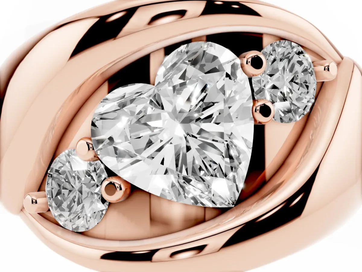 Channel Set Heart Cut Diamond Crossover Band Rose gold