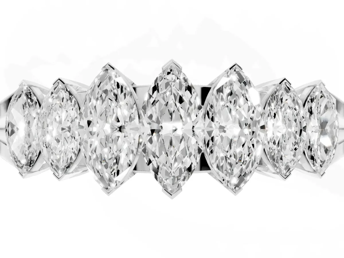 Marquise Diamond Prong-Set Half-Eternity Band White gold