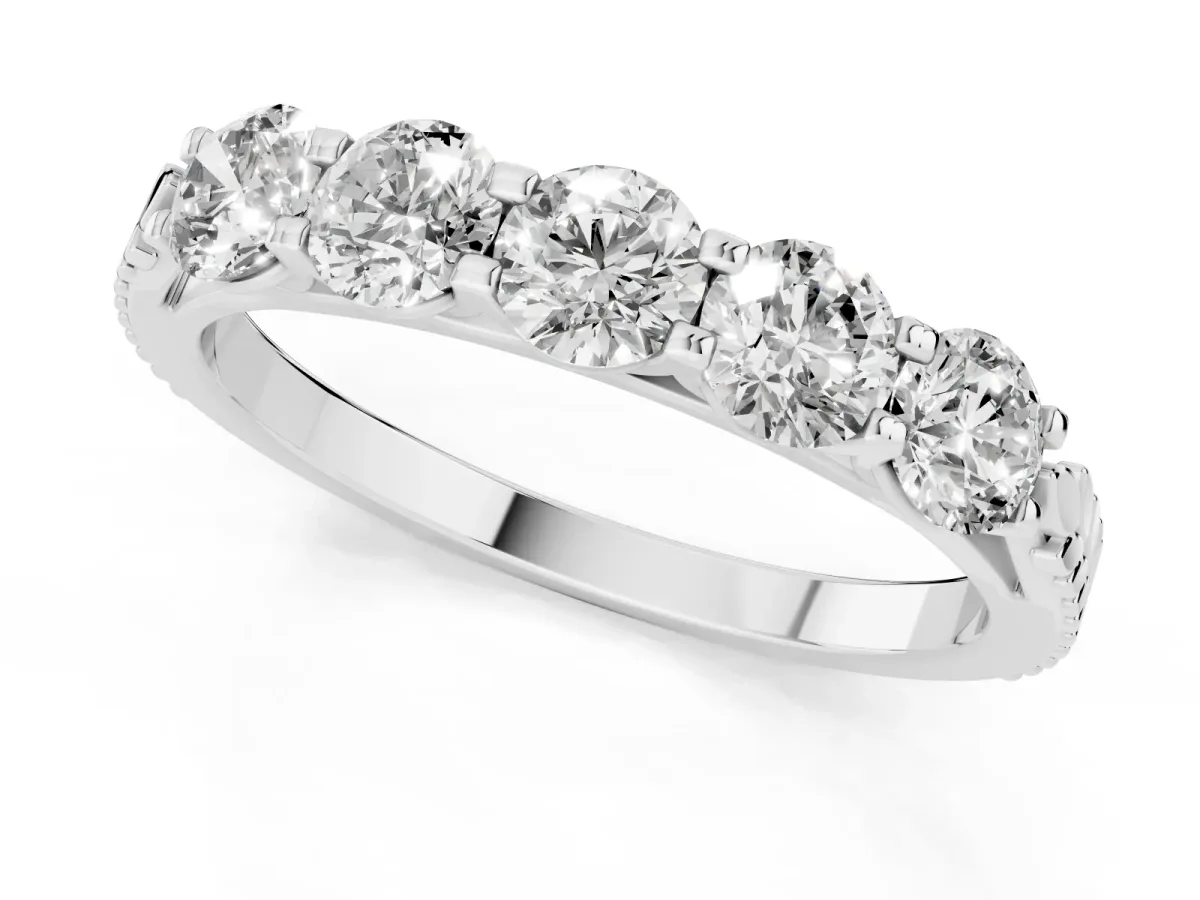 Five-Stone Round Diamond Prong-Set Band Platinum