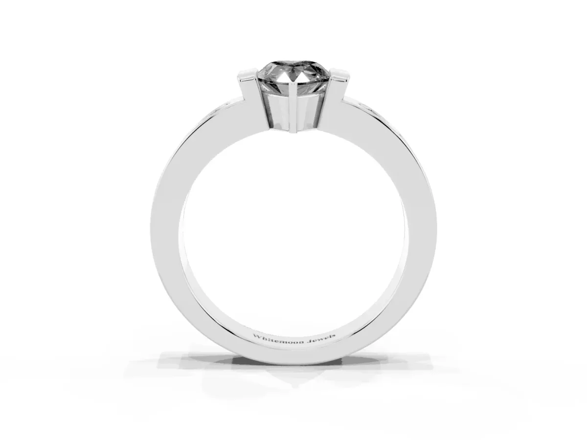 Fancy Black Pear Cut Brilliant Channel-Set Diamond Ring with Bezel Prong Setting Platinum