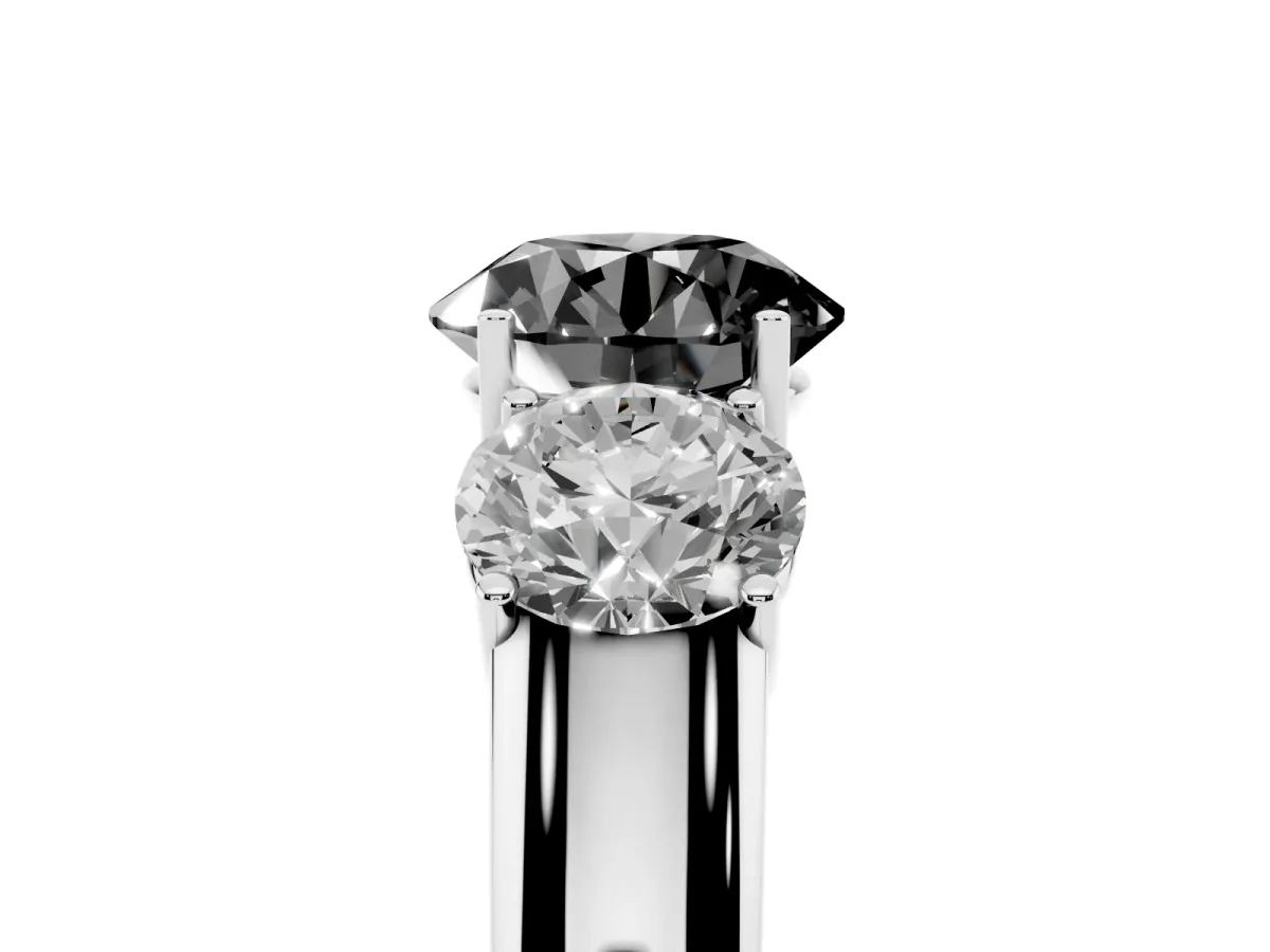 Fancy Black Three-Stone Round Cut Cut Diamond Ring with Prong Setting and Classic Band Silver