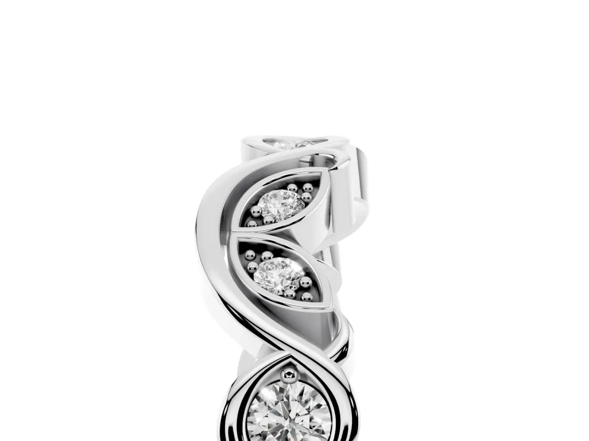 Marquise and Round Diamond Infinity Eternity Band with Bezel Setting White gold