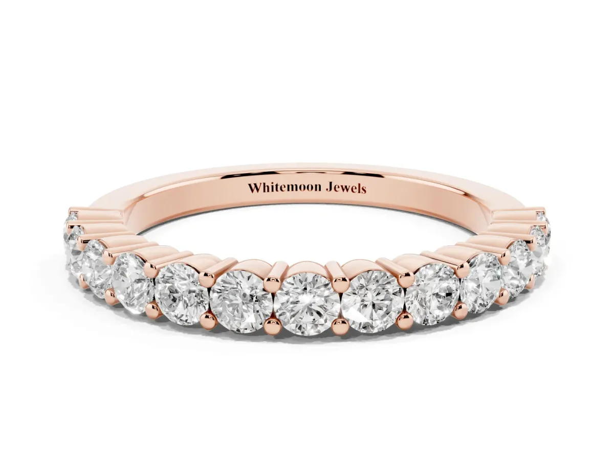 Alternating Round Diamond Promise Ring with Round Diamond Accents Rose gold