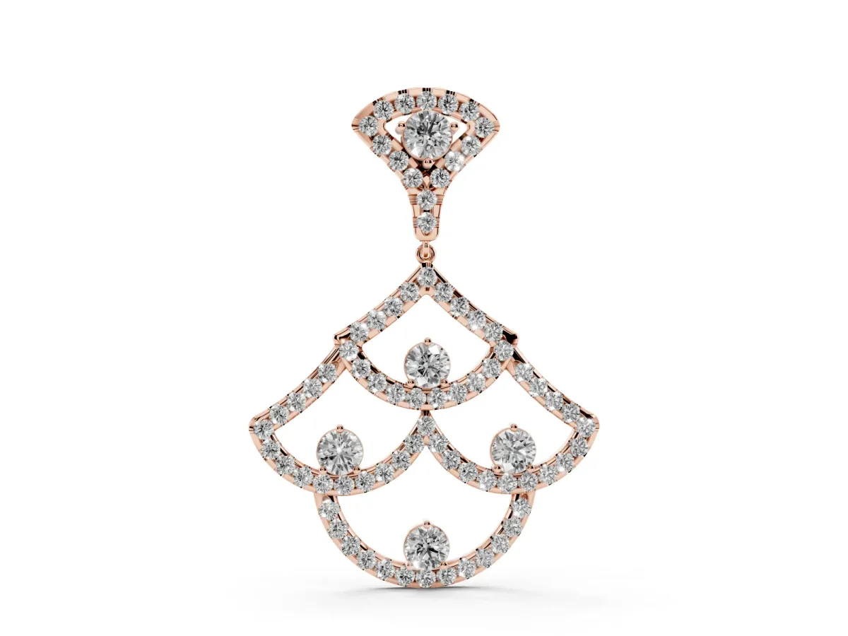 Pavé Round Diamond Fan Prong Pendant Rose gold