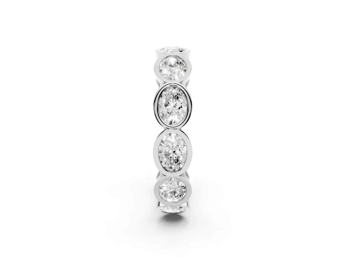 Oval Diamond Bezel Set Eternity Wedding Band Platinum